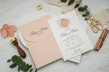 Elegant Floral Wedding Invitation with Pink Wax Seal