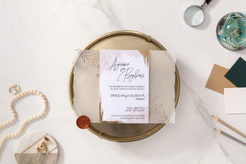 Vellum Wedding Invitation with Wax Seal & Copper Foil Envelope