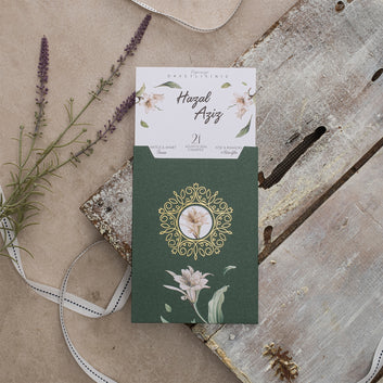 Green Floral Wedding Invitation with Gold Foil Accents
