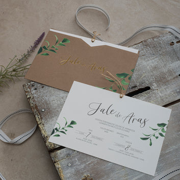 Rustic Kraft Wedding Invitation with Gold Foil and Twine Tie