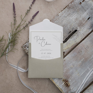 Olive Green Wax Sealed Wedding Invitation with Botanical Touches