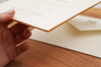 Luxury Cream Wedding Invitation with Gold Foil Monogram & Border