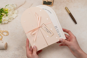 Blush Arch Wedding Invitation with Bow & Embossed Dots