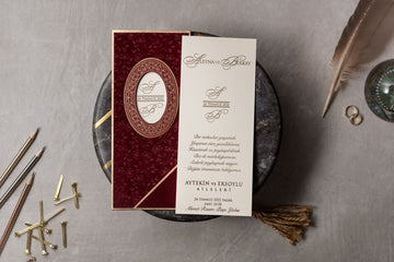 Burgundy Gold Velvet Wedding Invitation