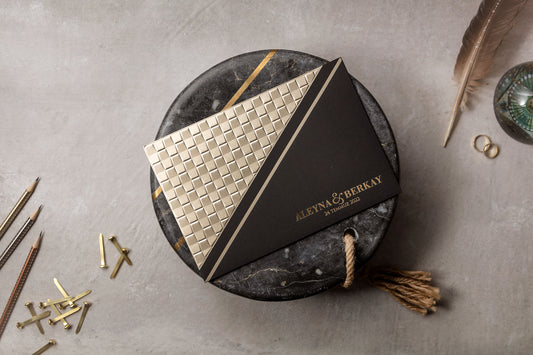 Luxury Black & Gold Geometric Wedding Invitation