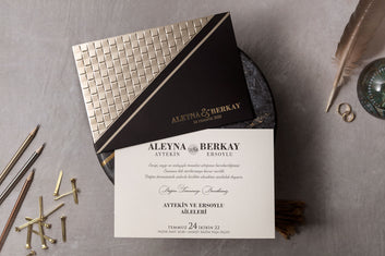 Luxury Black & Gold Geometric Wedding Invitation