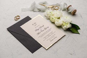 Elegant Cream & Black Wax Seal Wedding Invitation