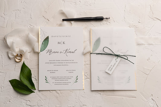 Elegant Botanical Wedding Invitation with Gold Foil