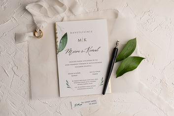 Elegant Botanical Wedding Invitation with Gold Foil