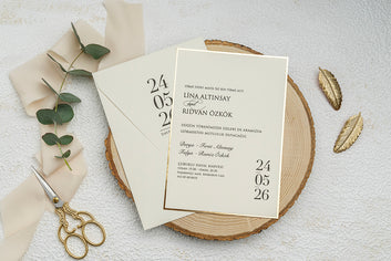 Modern Cream Wedding Invitation with Bold Date & Minimal Design