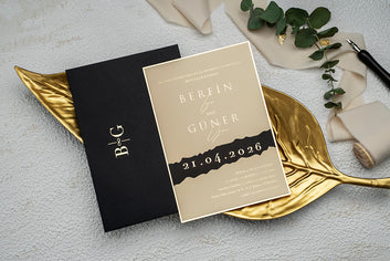 Gold and Black Modern Wedding Invitation – Elegant Minimalist Design