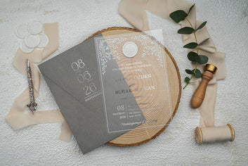 Elegant Acrylic Wedding Invitation with Monogram Seal