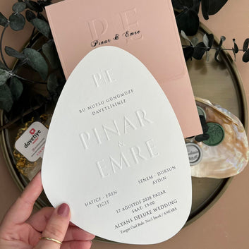 Luxury Teardrop Wedding Invitation with Blush Envelope & Seal