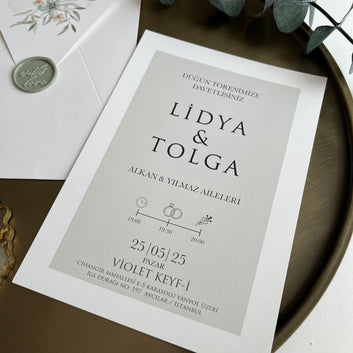 Minimalist Wedding Invitation with Botanical Envelope & Wax Seal