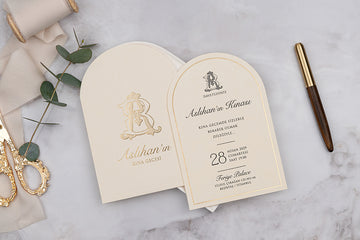 Cream & Gold Foil Henna Night Invitation – Elegant Arch Shape