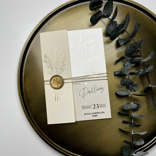 Modern Acrylic Wedding Invitation with Gold Foil & Wax Seal