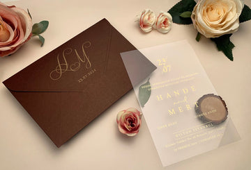 Burgundy Envelope Clear Acrylic Wedding Invitation