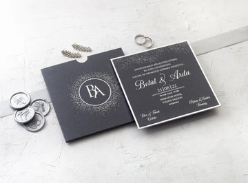 Elegant Black & Silver Wedding Invitation with Thick Cardstock