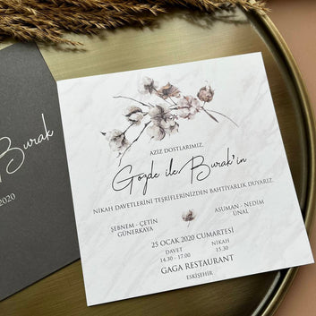 Modern Gray Envelope Wedding Invitation with Floral Detail