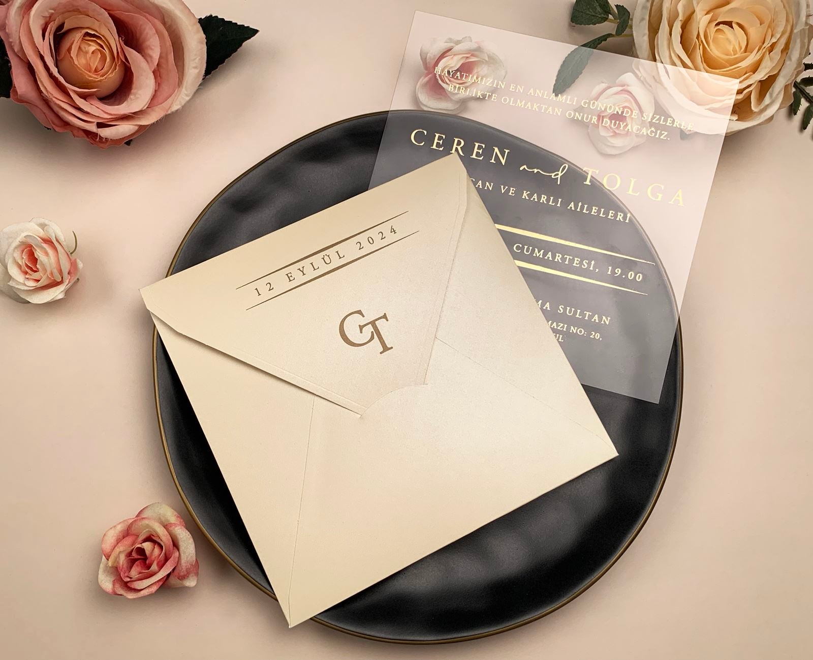 Square Pearl Envelope Clear Acrylic Wedding Invitation