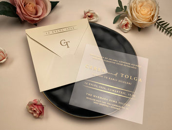 Square Pearl Envelope Clear Acrylic Wedding Invitation