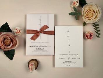 Minimal Wedding Invitation with Terracotta Ribbon