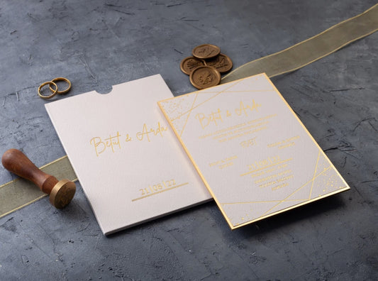 Ivory & Gold Geometric Luxury Wedding Invitation