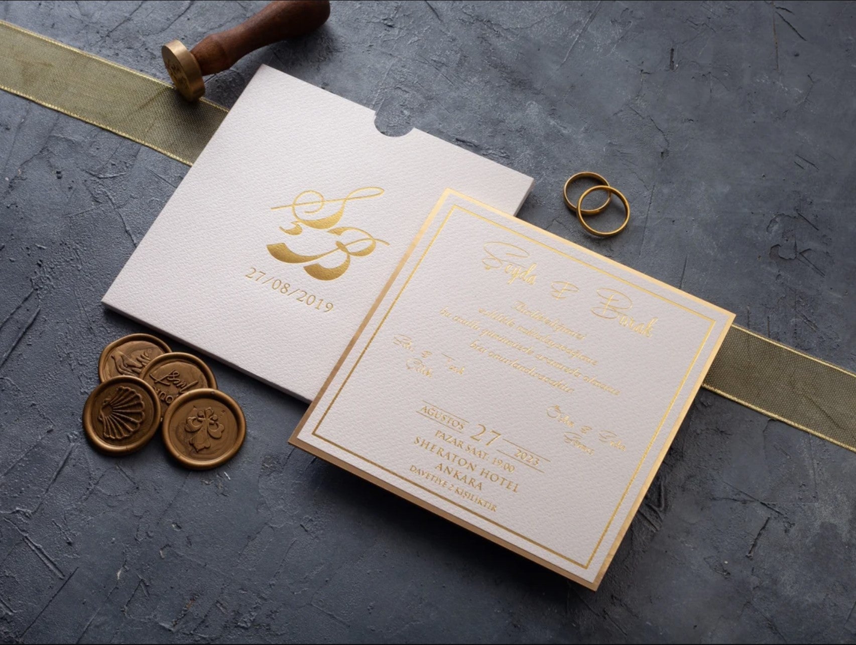 Ivory & Gold Foil Luxury Wedding Invitation